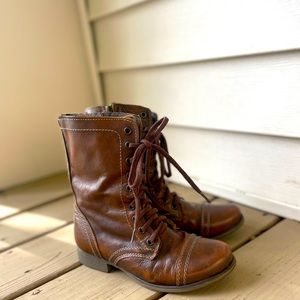 Steve Madden Brown Leather Combat Boots